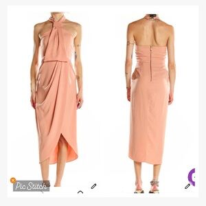 Shona Joy Core Knot Draped Dress Dusty Pink